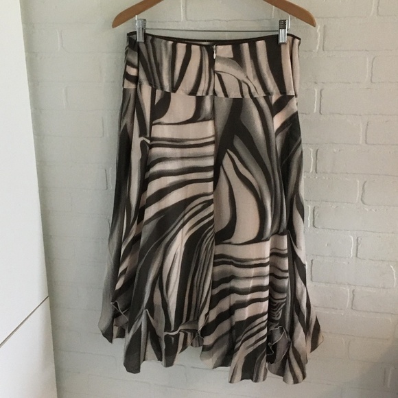 Vintage Y2K GIL BRET Midi SKIRT Silk Cotton lined Abstract/animal print Flowy 10 - Picture 11 of 16